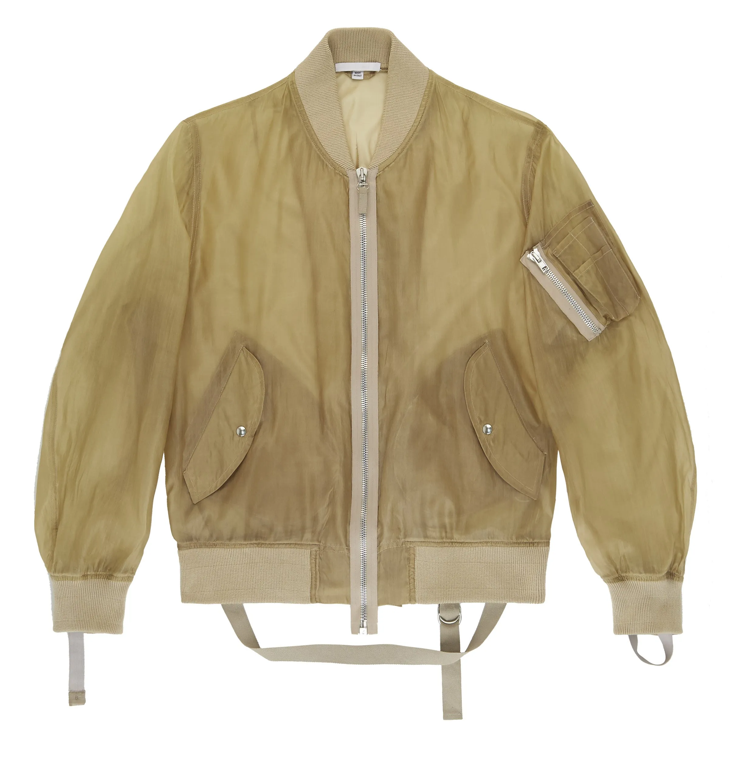 2004 Transparent Silk Organza Bondage Bomber Jacket with Straps