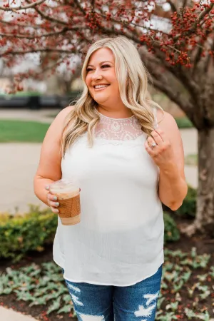 A Beautiful Life Lace Tank Top- Off-White