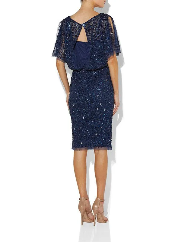 Alinda Navy Hand Beaded Dress