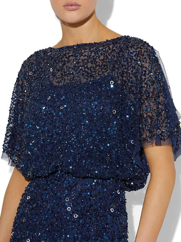 Alinda Navy Hand Beaded Dress