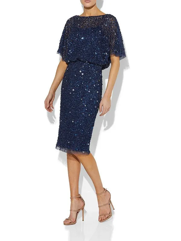 Alinda Navy Hand Beaded Dress