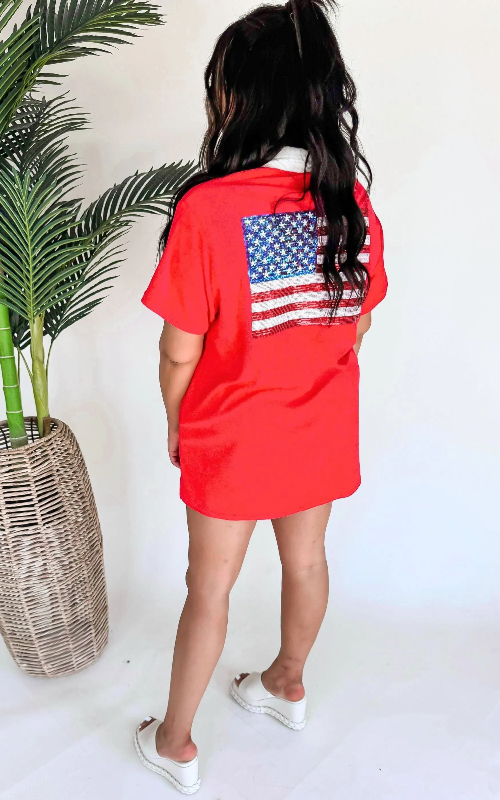 American Flag Short Sleeve Mini Dress - Final Sale