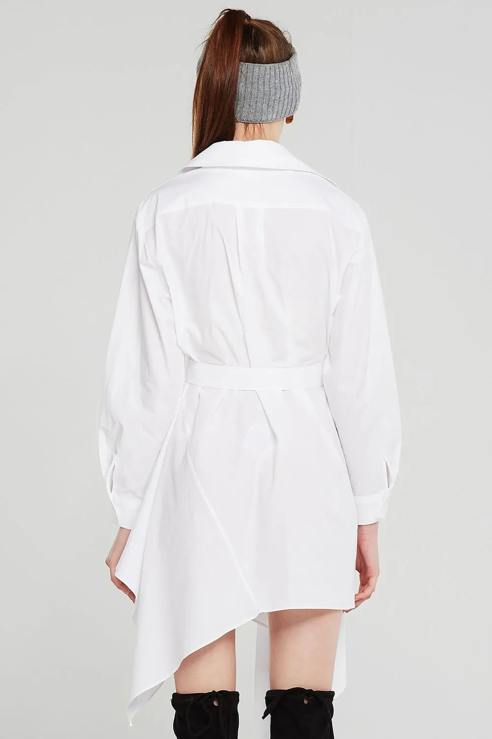 Amira Asymmetric Hem Shirt Dress w/Belt