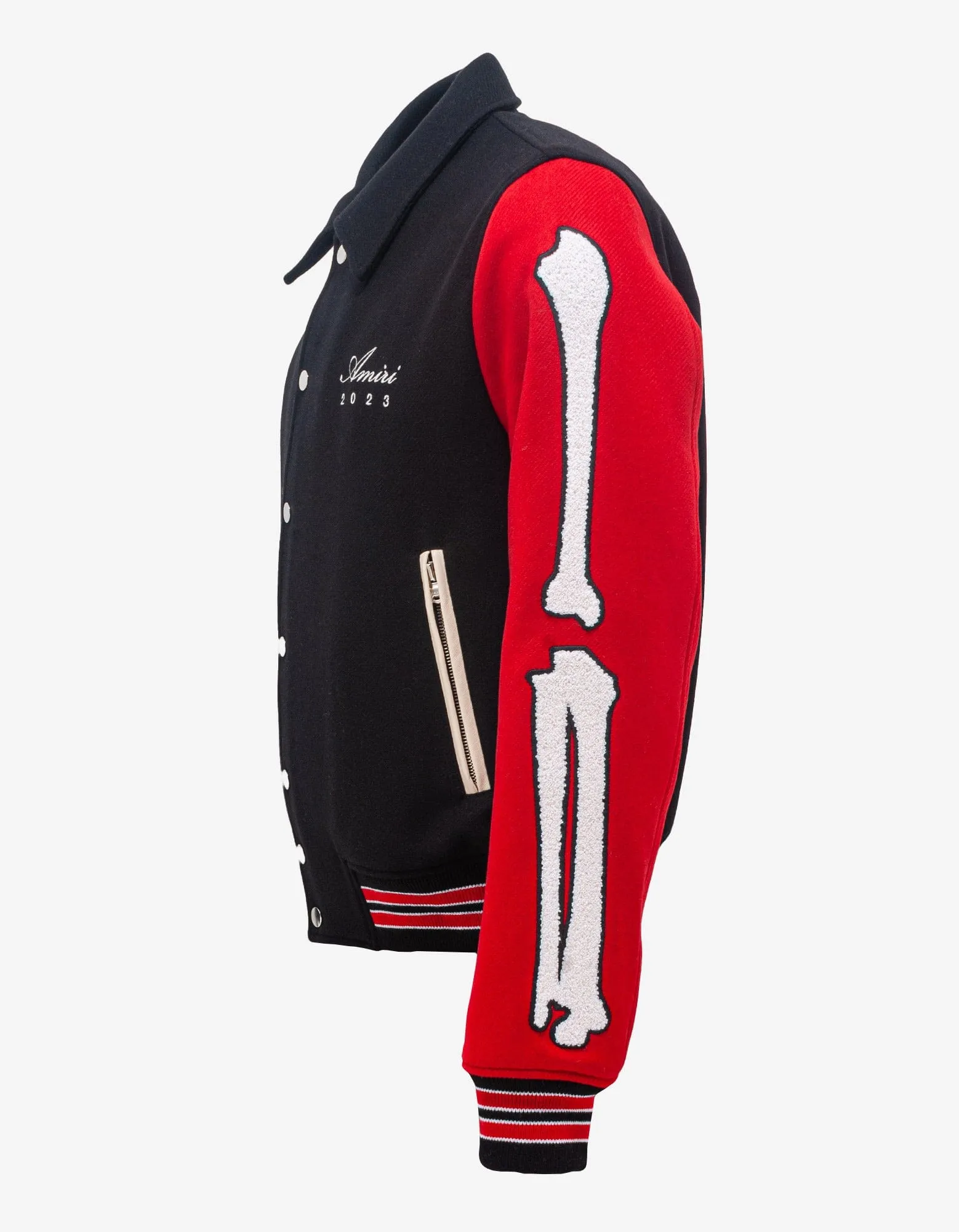 Amiri Black & Red Rabbit Bones Varsity Jacket