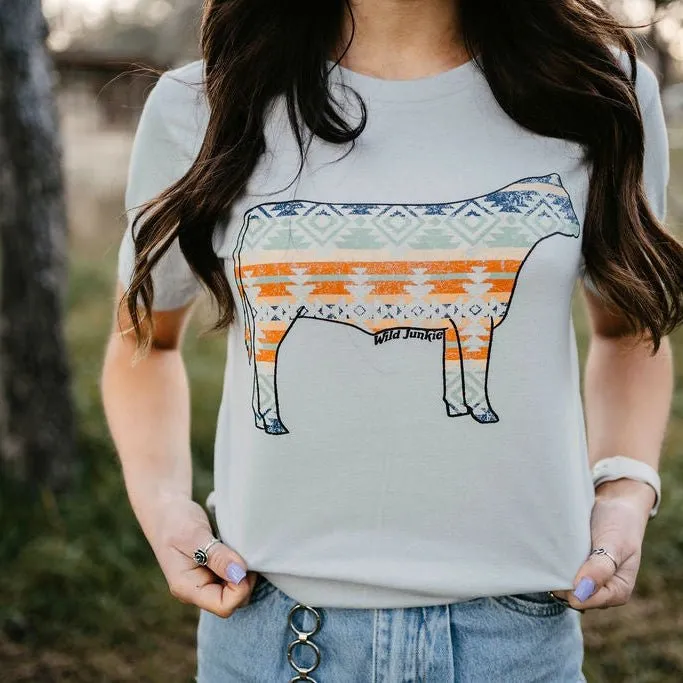 Aztec Cow Western Graphic Tee