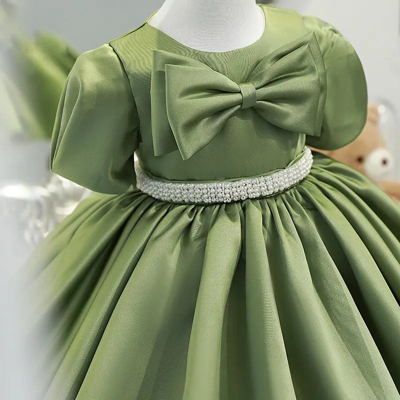 Baby Girl Pincess Dresses Girl Summer Green Bow Bed Birthday Party Dresses