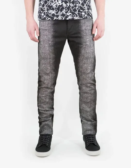 Balenciaga Black Spray Paint Effect Slim Cotton Jeans