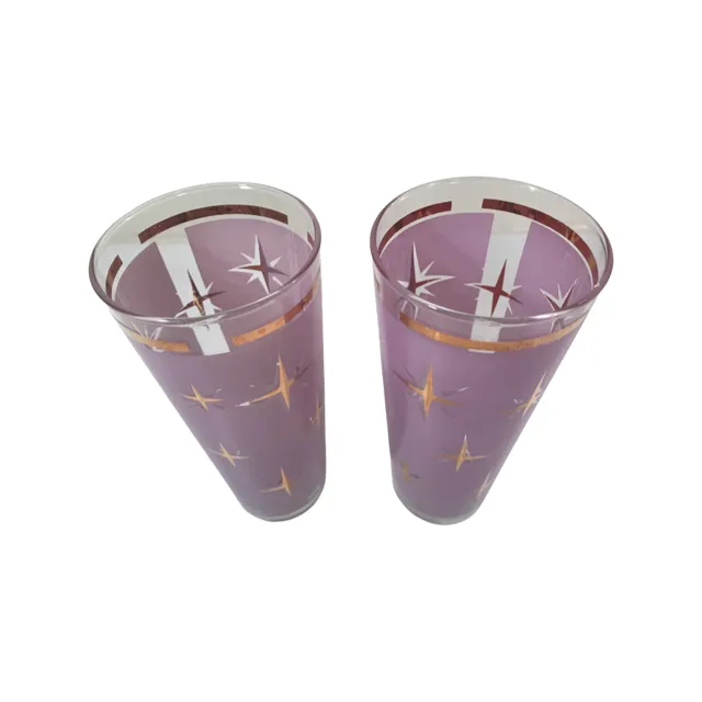 Bartlett Collins Mid-Century Atomic North Star Tall Collins Cocktail Glasses (Set of 2)