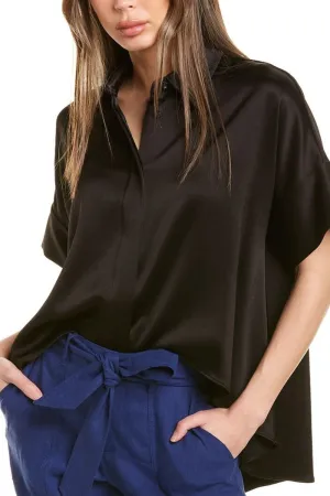 Black Flowy Short Sleeve Top