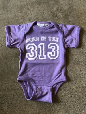 Born In The 313 Onesie / Lavender / Baby