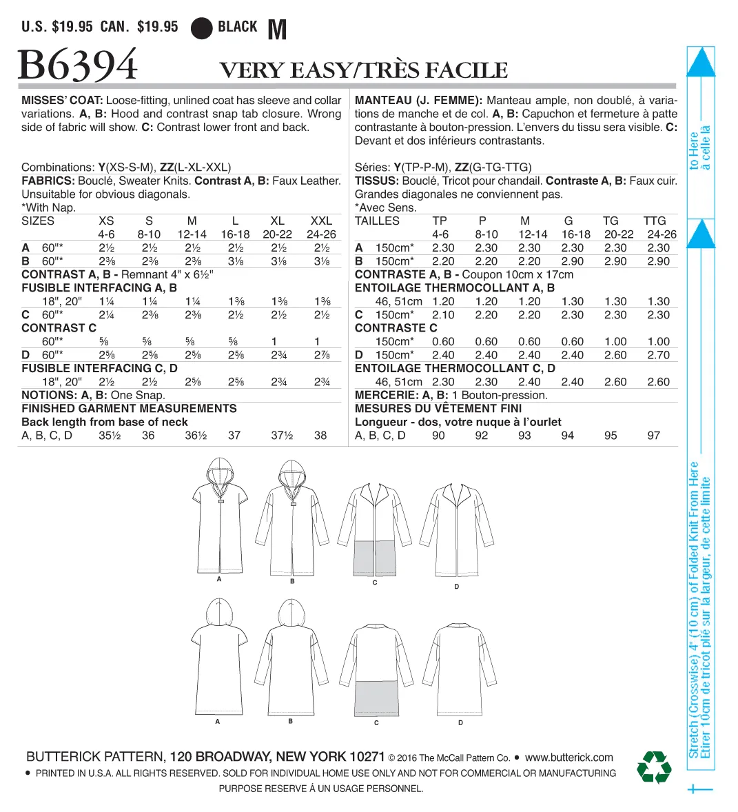 Butterick Coats B6394