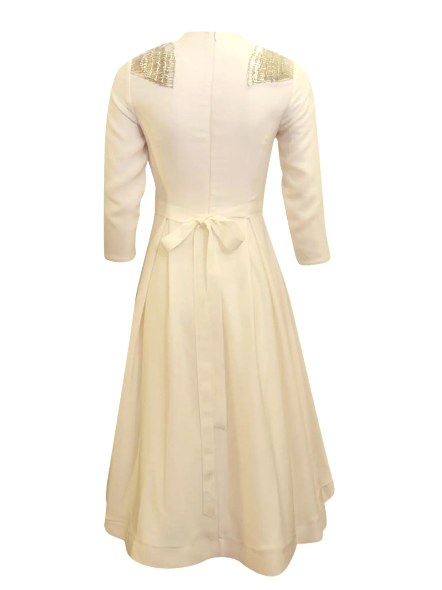 C&M Collection Cream Fit And Flair Dress