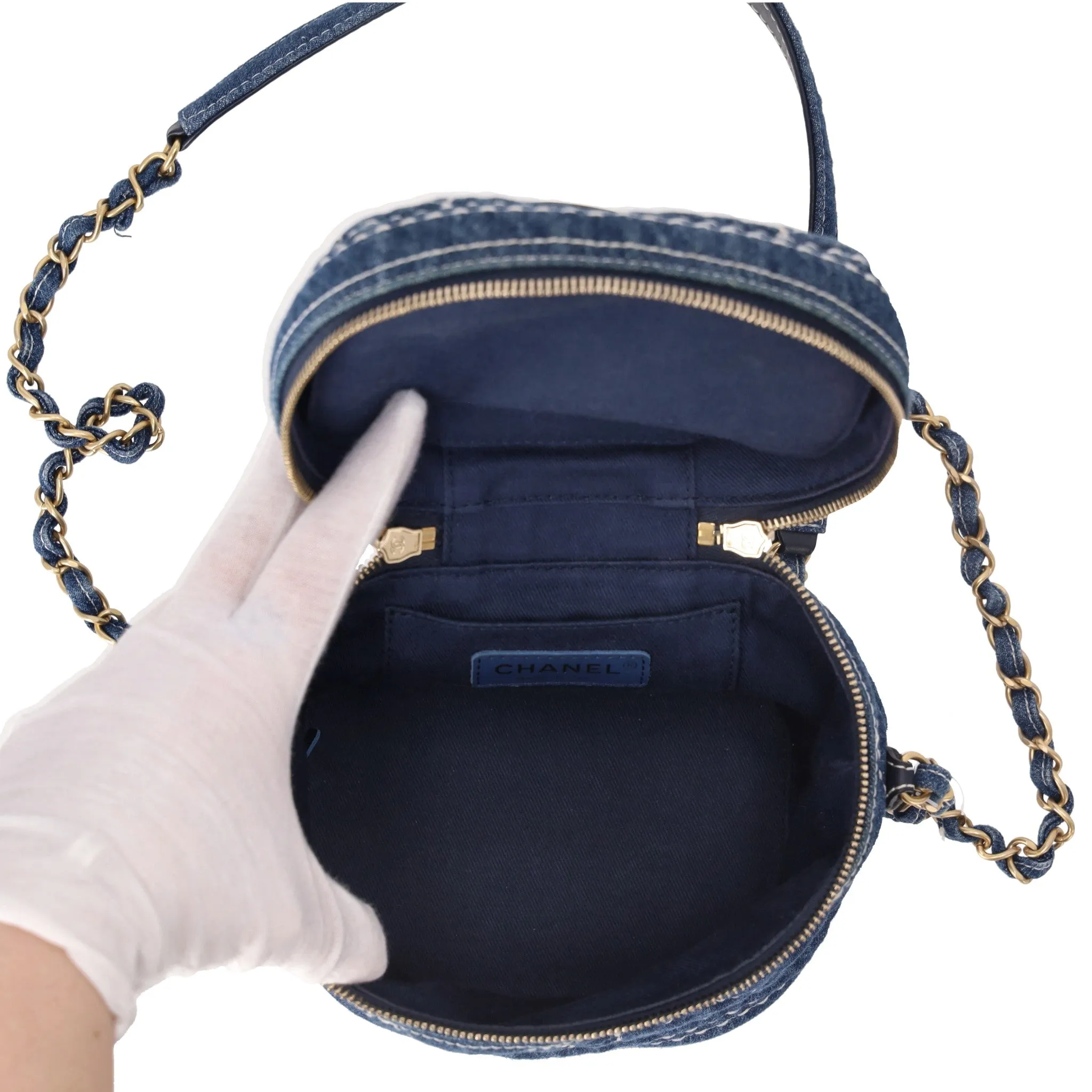 Chanel Quilted Denim Vanity Bag