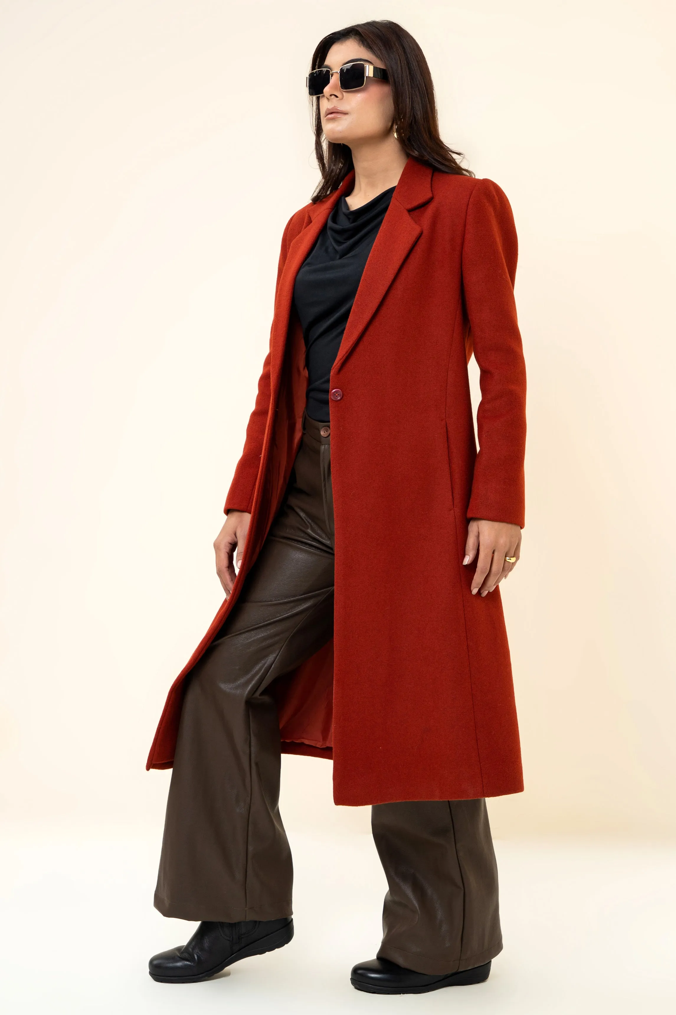 Chloe long coat Rust