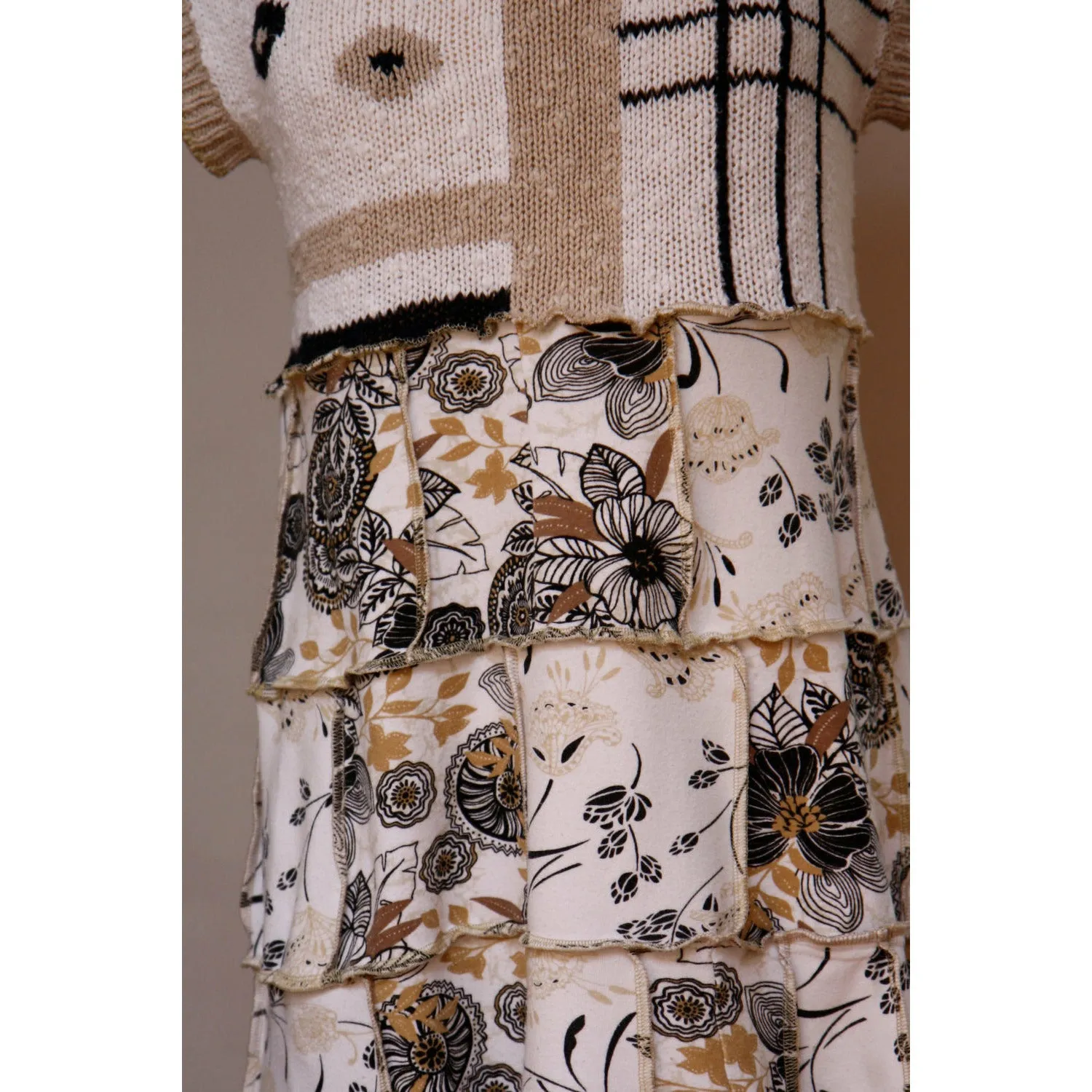 Cool cotton upcycled taupe-color sundress in size small to medium.