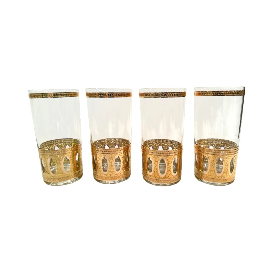 Culver Antigua Mid-Century 22-Karat Gold Highball Glasses (Set of 4)