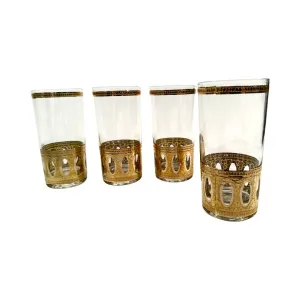 Culver Antigua Mid-Century 22-Karat Gold Highball Glasses (Set of 4)