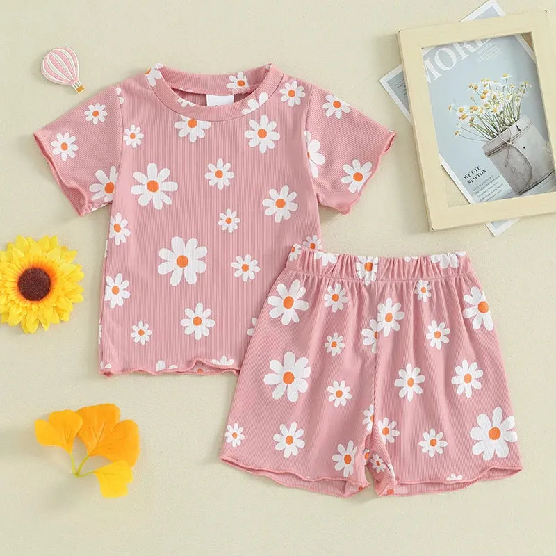 Daisy Print Tee & Shorts Set