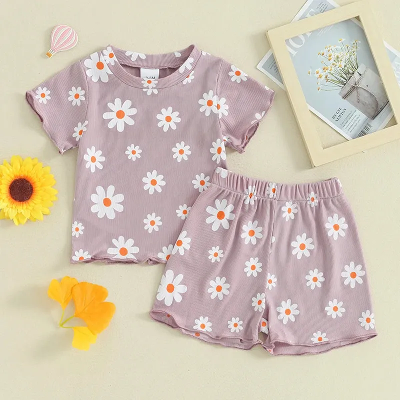 Daisy Print Tee & Shorts Set