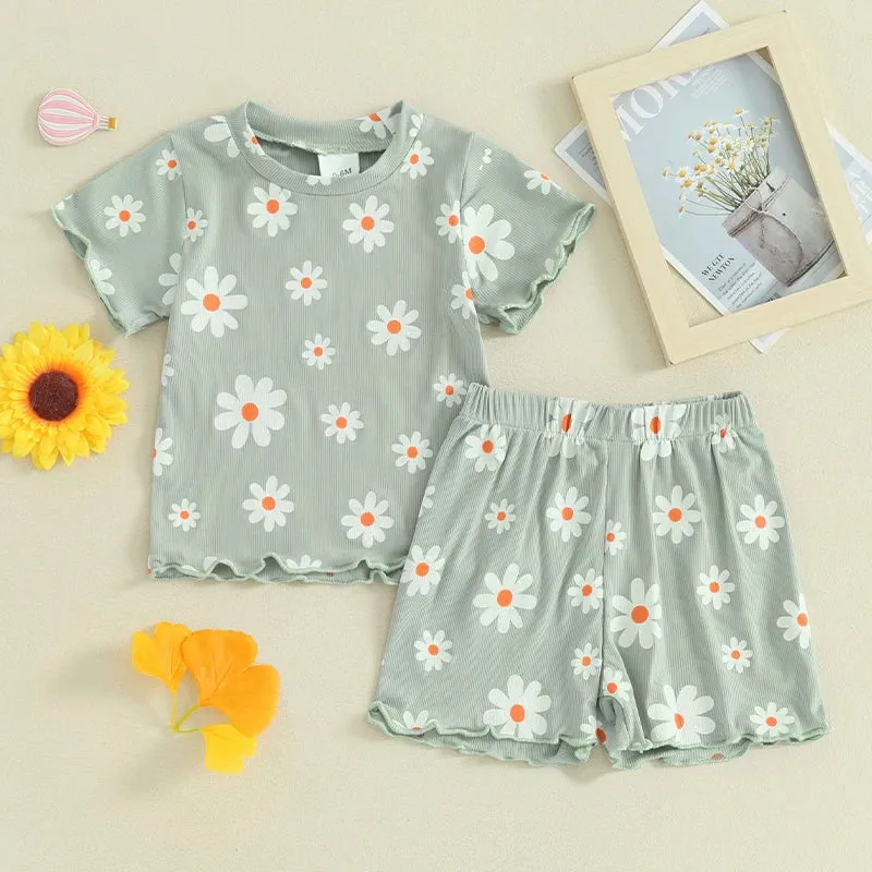 Daisy Print Tee & Shorts Set