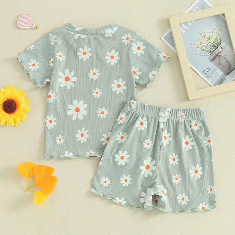 Daisy Print Tee & Shorts Set