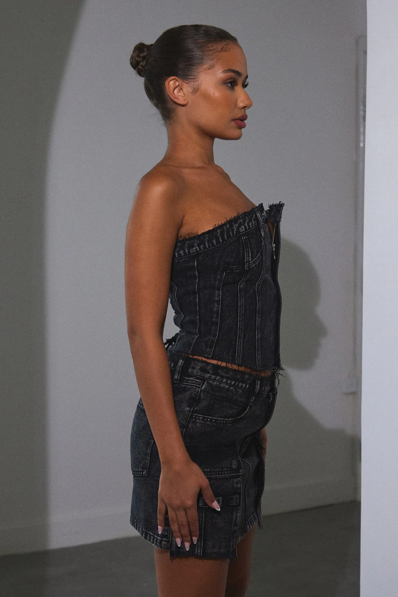 Denim Corset - Dark Wash