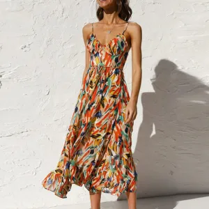 DressBetty - 2024 Summer Fashion Elegant V-Neck Backless Sling Boho Dress