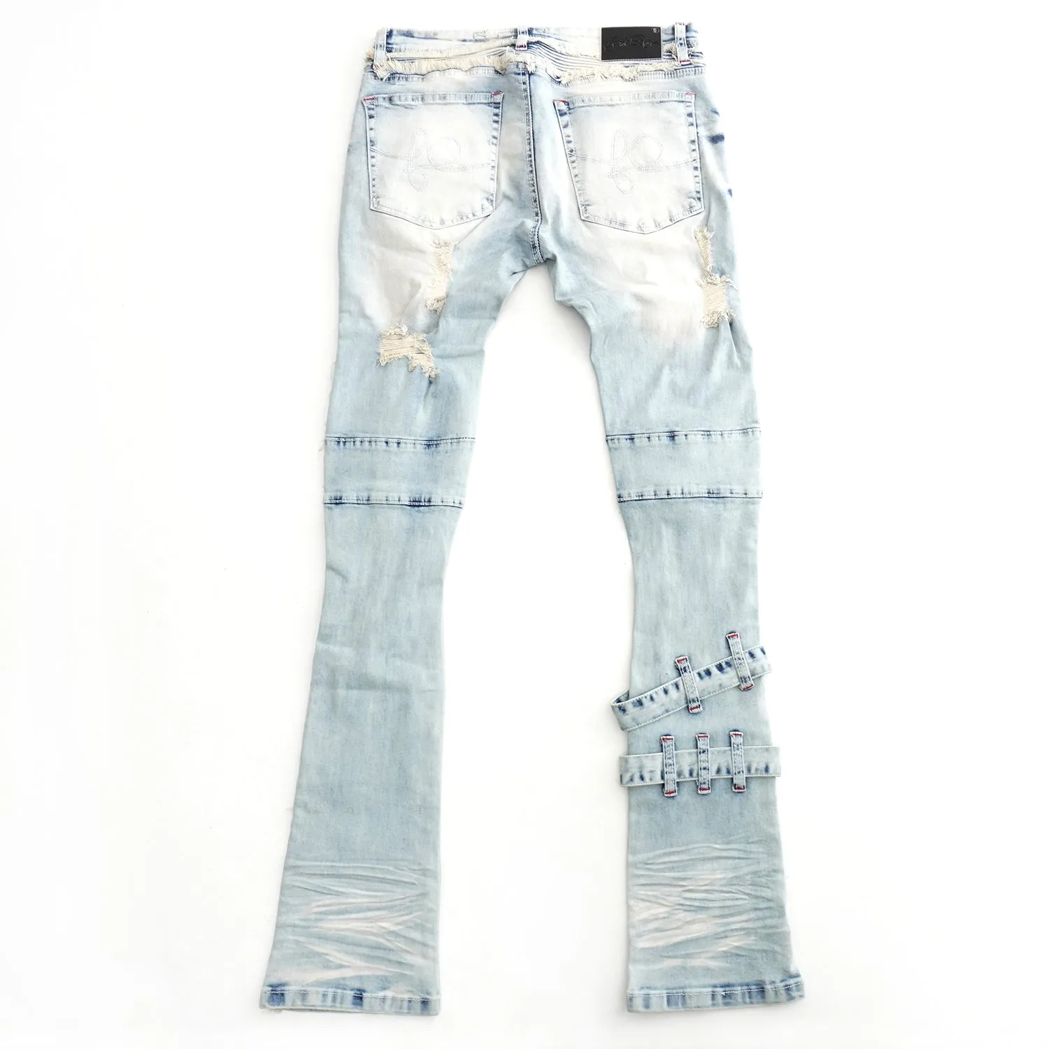 F1779 Shredded Stack Jeans - Light Wash