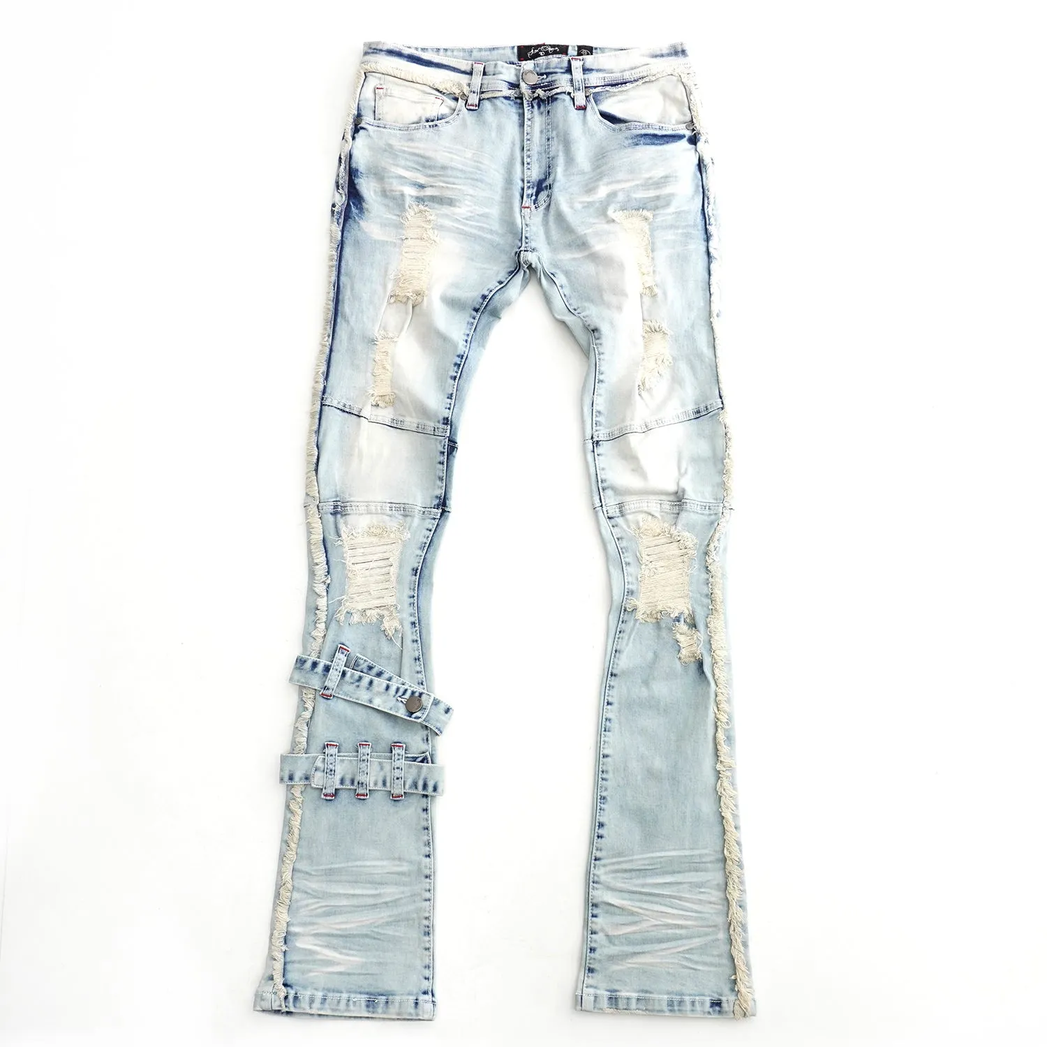 F1779 Shredded Stack Jeans - Light Wash