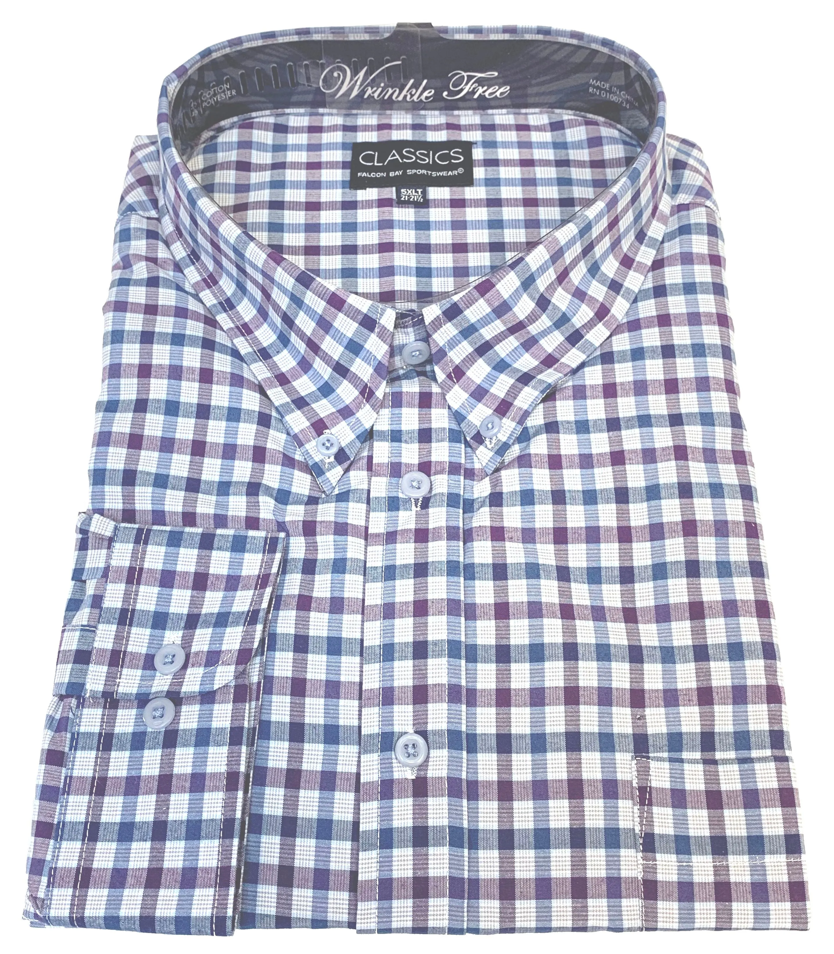 Falcon Bay Classics Blue/White Check Woven Dress Shirt