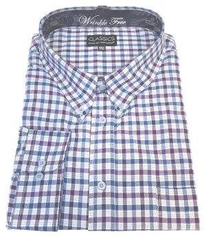 Falcon Bay Classics Blue/White Check Woven Dress Shirt