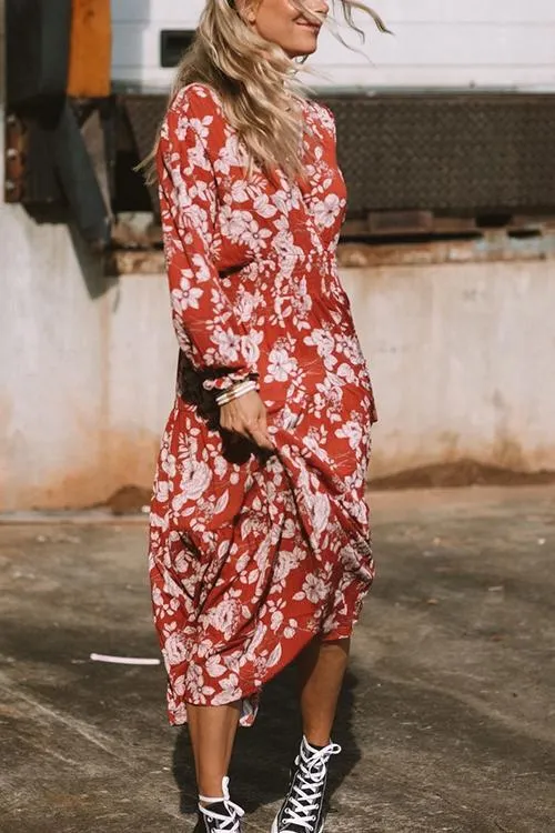 Floral Long Sleeve Loose Maxi Dress