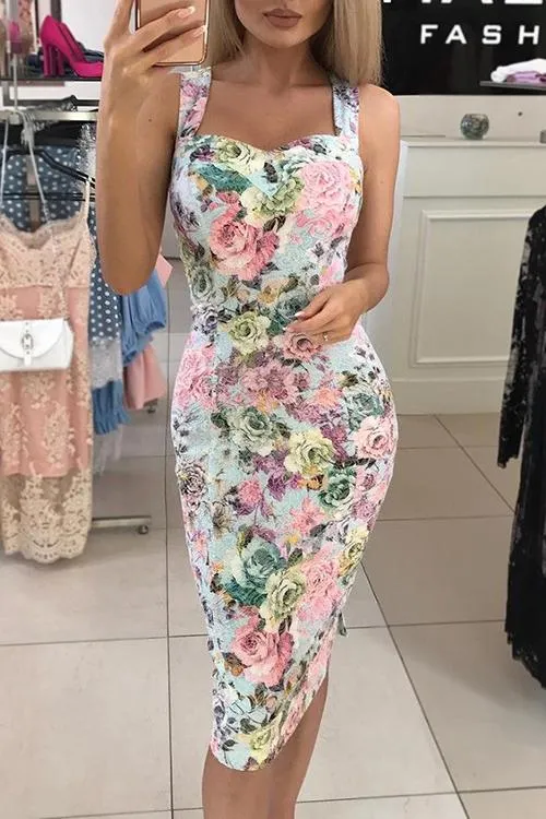 Floral Print Bodycon Dress