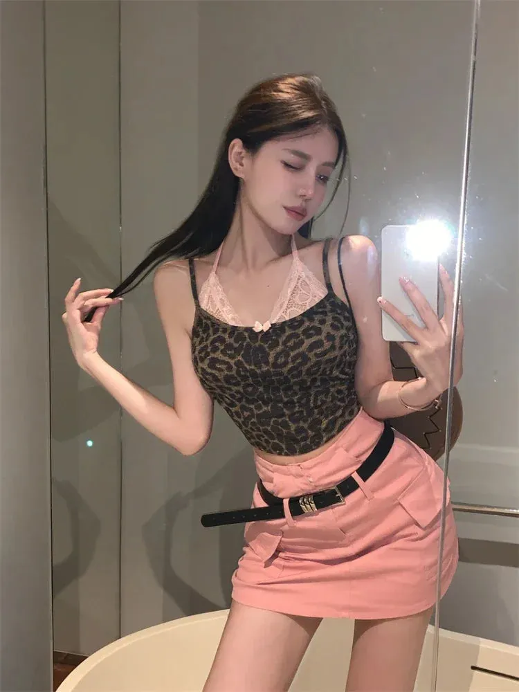 Girlary 2024 Spring New Y2k Lace Patchwork Crop Tops Women Vintage Fashion Elegant Tank Top Female Sexy Sleeveless Off Shoulder Vest