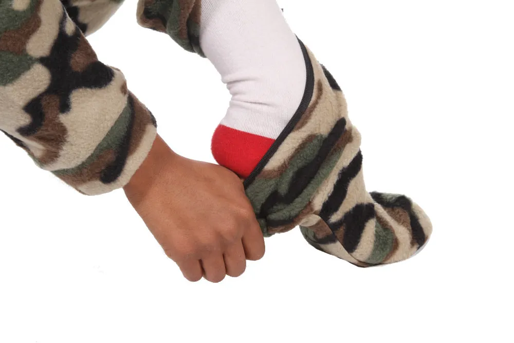 Comfy Camo Onesie with Detachable Feet - Comatose Green