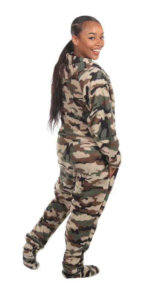 Comfy Camo Onesie with Detachable Feet - Comatose Green