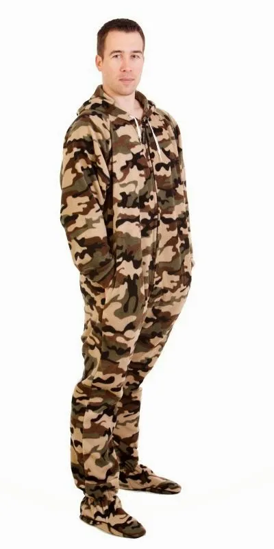 Comfy Camo Onesie with Detachable Feet - Comatose Green