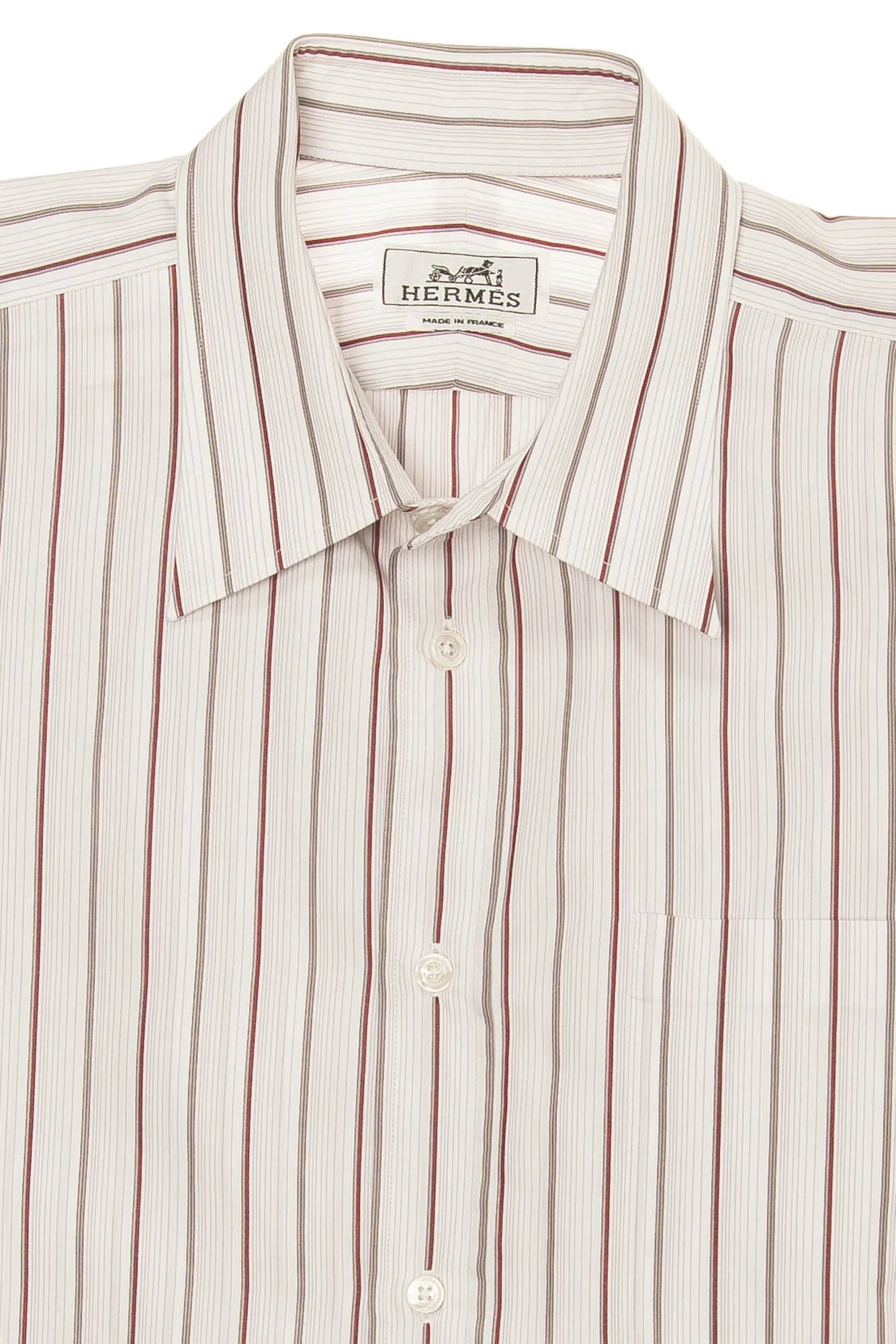 Hermes - Pink Dress Shirt with Grey & Red Stripes - IT 43