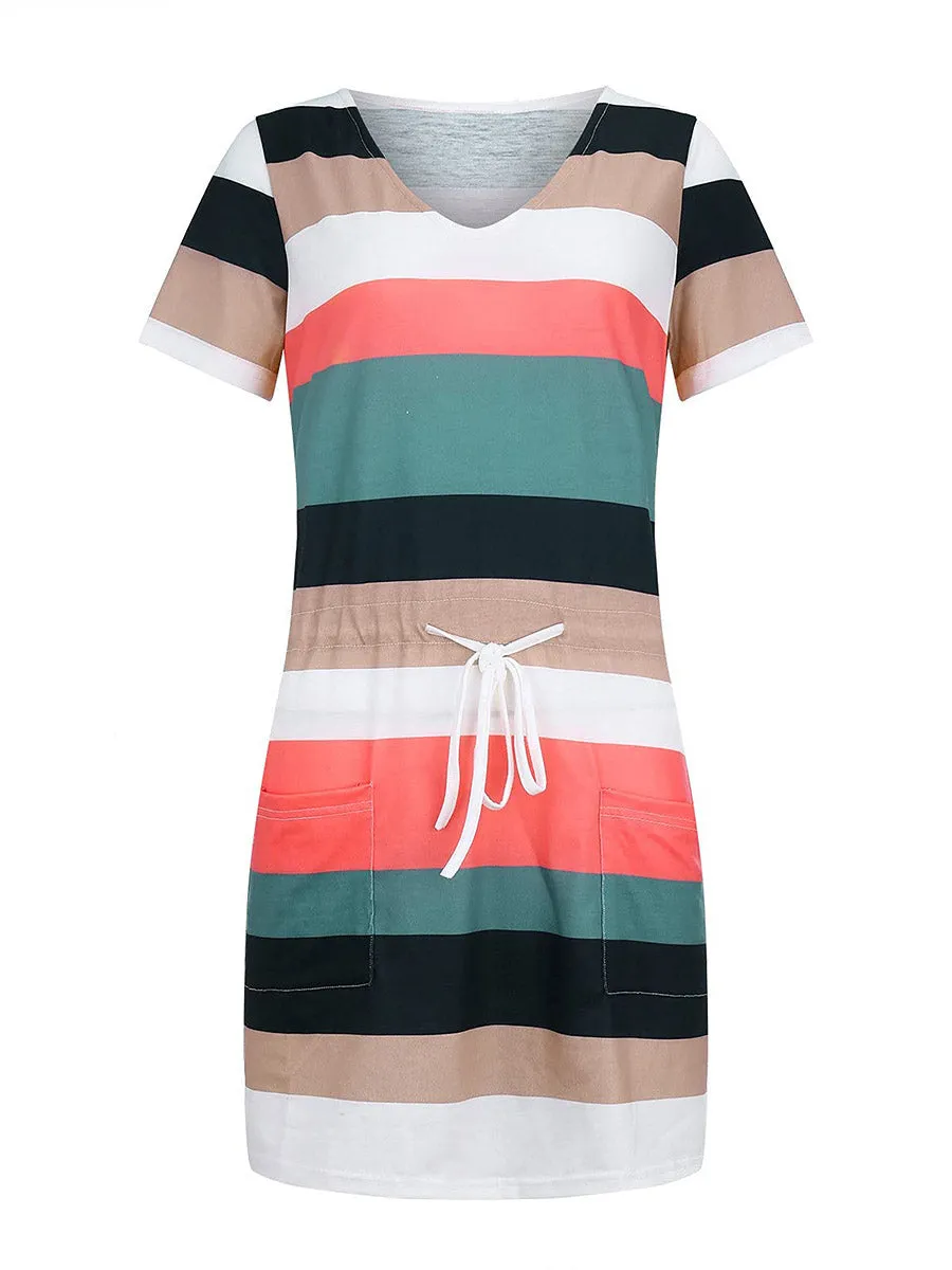 iForgirls Striped Drawstring Dresses（6 colors）