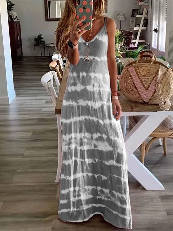 iForgirls Tie-dye Print Maxi Dress