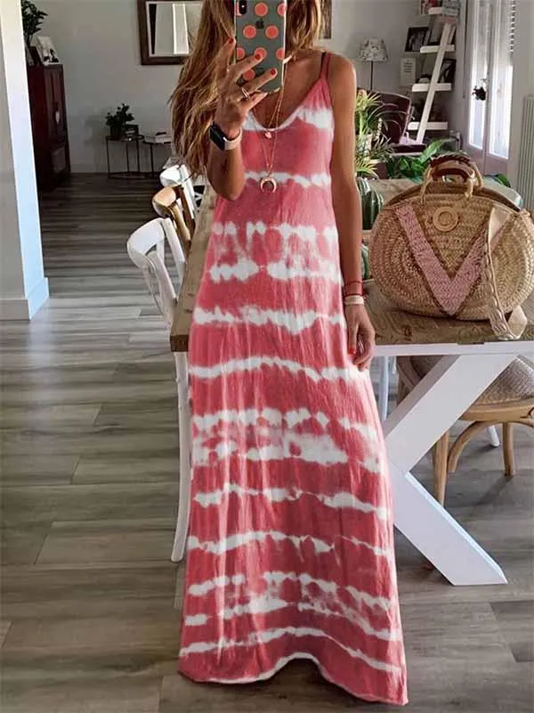 iForgirls Tie-dye Print Maxi Dress