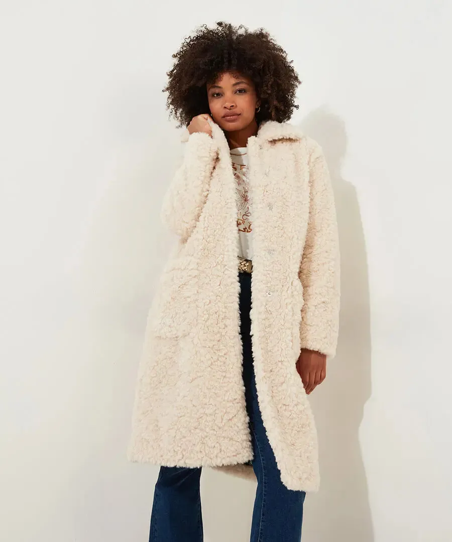 Joe Browns 8 Cream Cosy Up Furry Coat