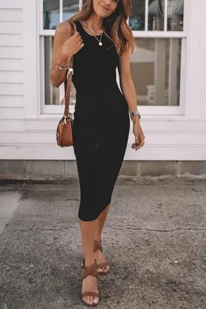 Knit O Neck Tank Bodycon Dress