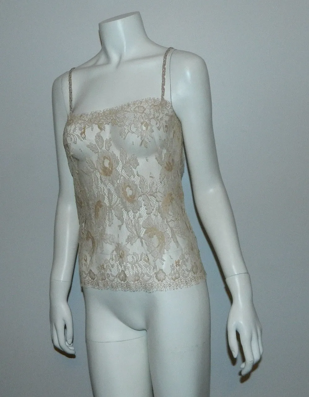 lace camisole AUBADE buff cream lacy tank top shell XS