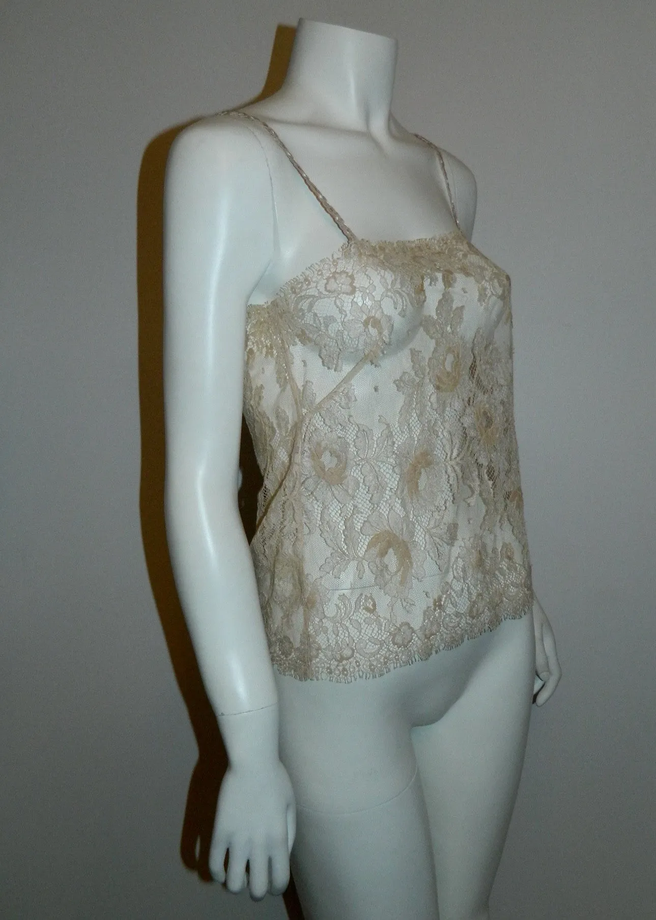 lace camisole AUBADE buff cream lacy tank top shell XS