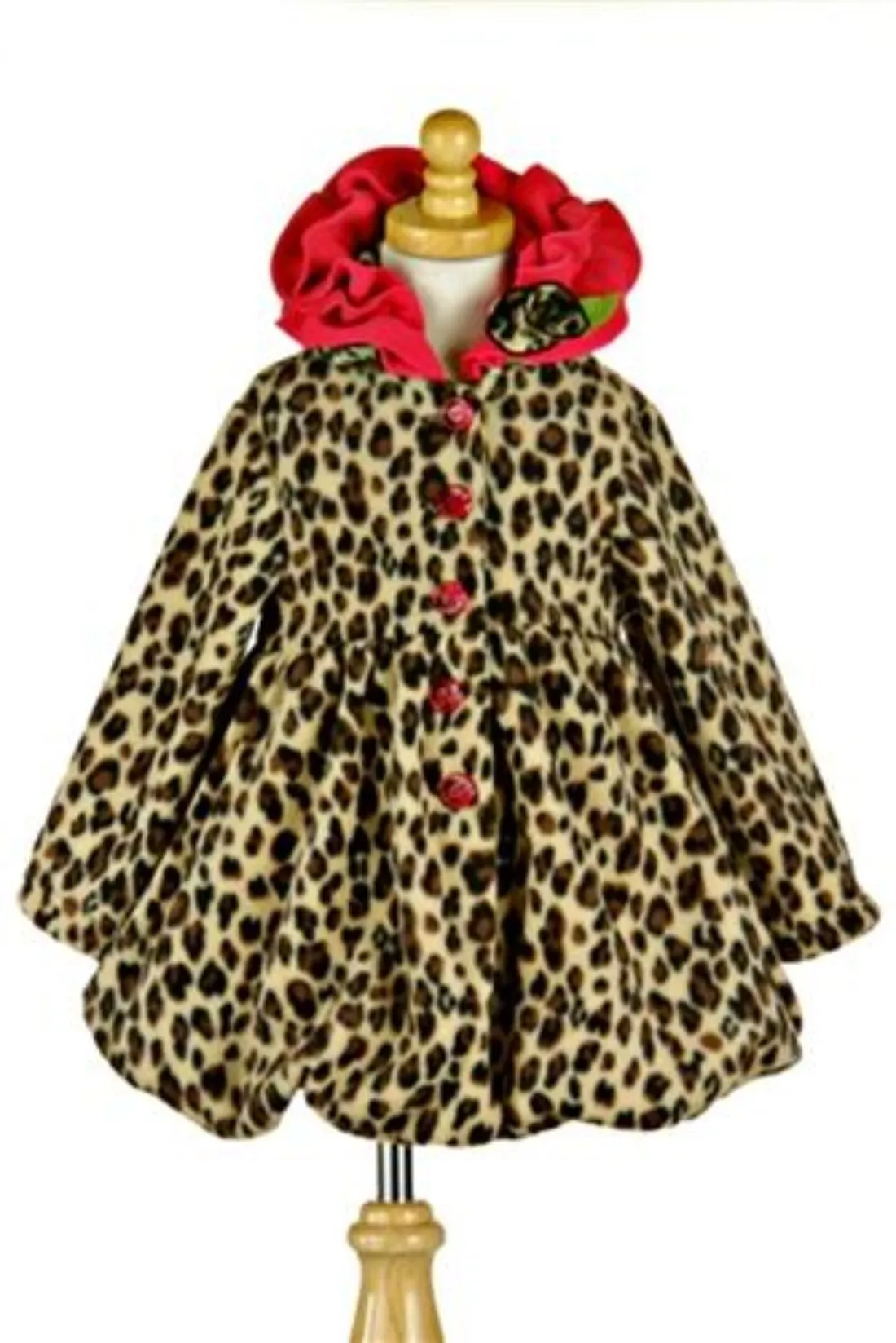 Mack & Co Leopard Fleece Pouf Coat