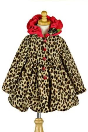 Mack & Co Leopard Fleece Pouf Coat