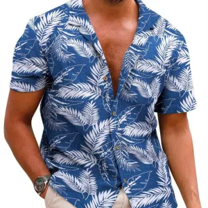 Men dress shirts Summer Printed Short-sleeved Shirt strips Pattern