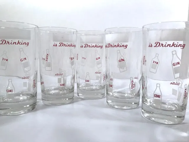 Mid-Century Personalized Vintage "Is Drinking" Glasses (Set of 7)