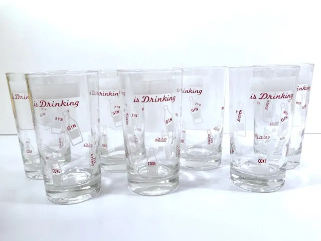 Mid-Century Personalized Vintage "Is Drinking" Glasses (Set of 7)